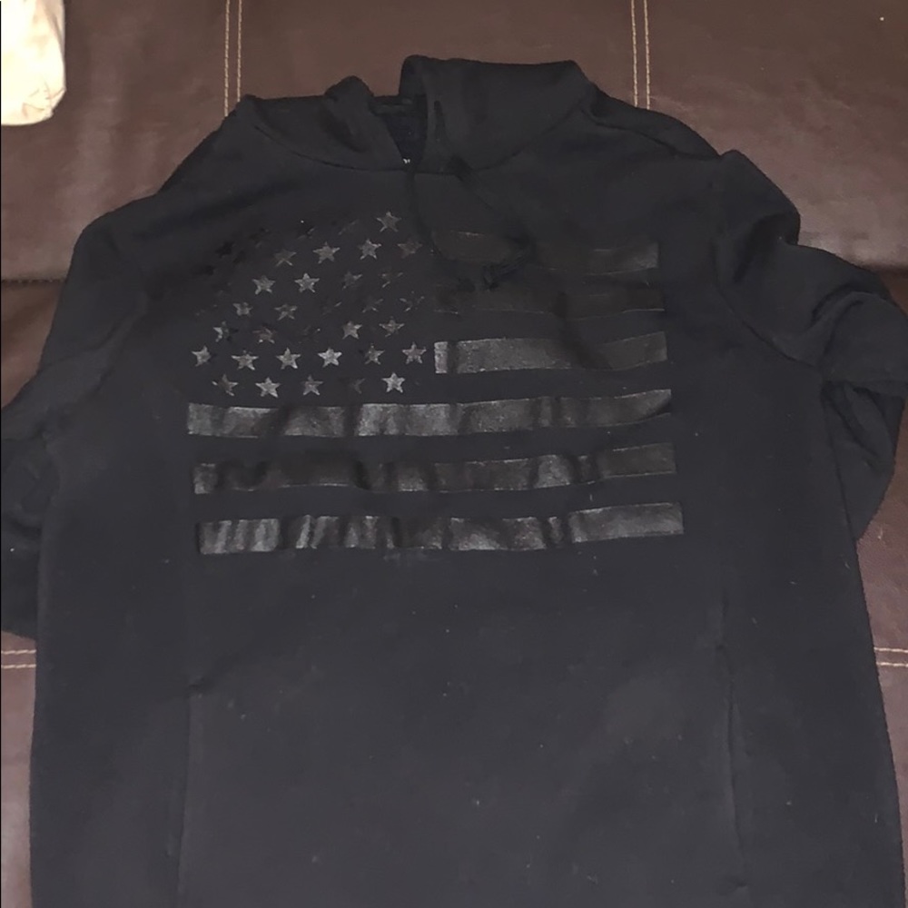 Black on black American flag hoodie